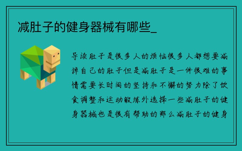 减肚子的健身器械有哪些_