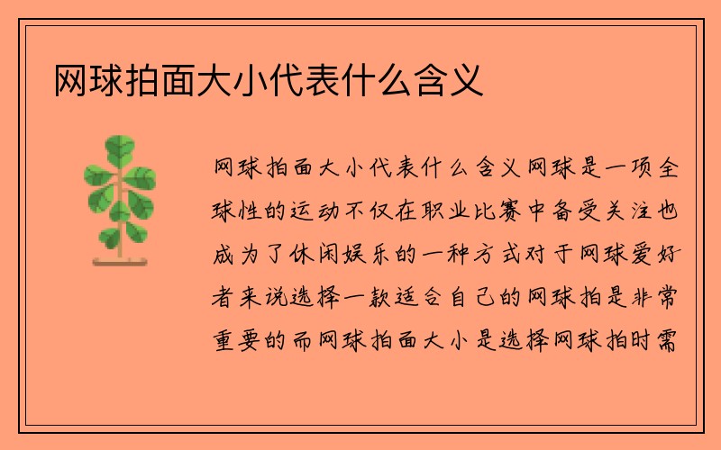 网球拍面大小代表什么含义