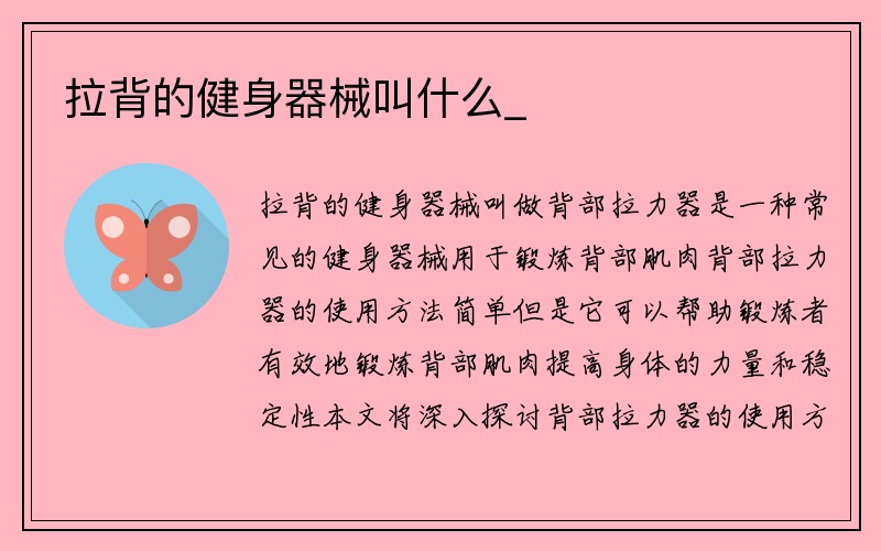 拉背的健身器械叫什么_